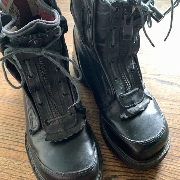 Vibram RRO black leather hard core steel toe boots Union made USA woman’s 7 - Picture 5 of 13